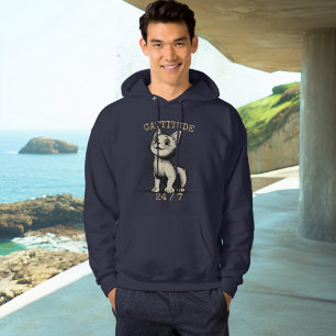 Cattitude 24/7 - Altijd Waakzame Kattenhoodie Hoodie