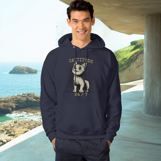 Cattitude 24h/24 - Sweat à capuche chat toujours a