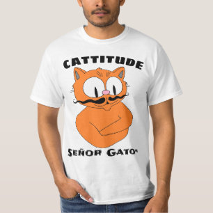 CATTITUDE Cartoon Snorhaar Kat T-shirt