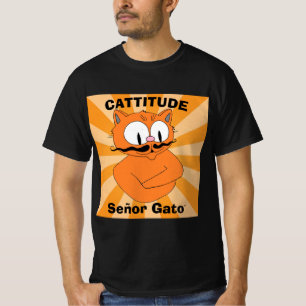 CATTITUDE Señor Gato™ Cartoon Snorhaar Kat T-shirt