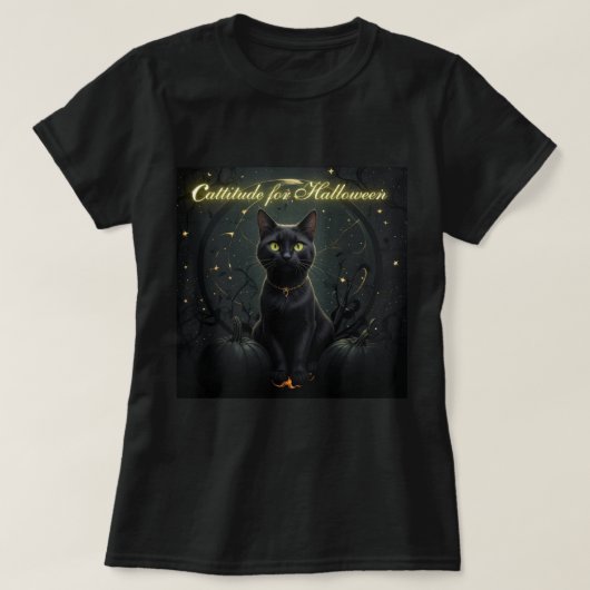 Cattitude voor Halloween T-shirt (Design voorkant)