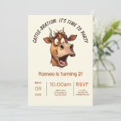 Cattle-Bration Birthday Invitation Kaart (Staand voorkant)