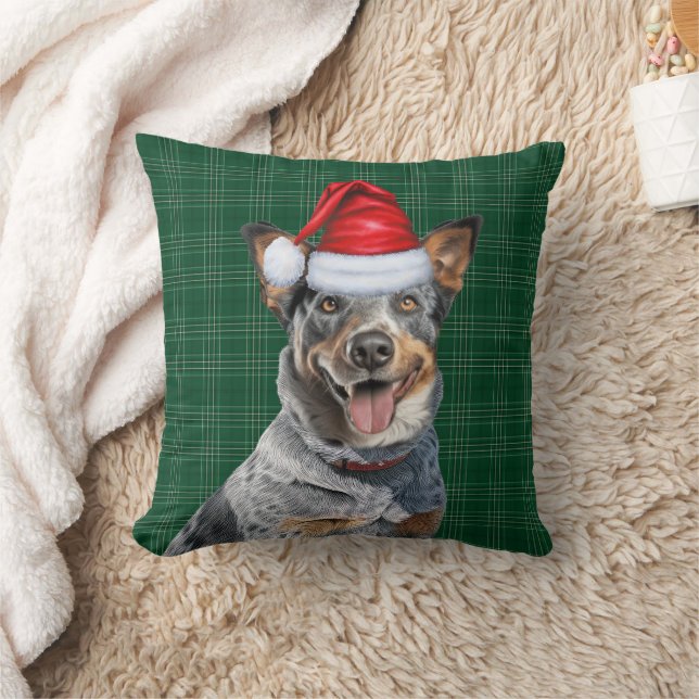 Cattle Dog Green Plaid Kerstvakantie Kussen (Deken)