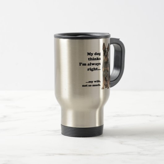Cattle Dog tegen Wife Travel Mug Reisbeker (Voorkant rechts)