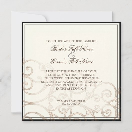 Cattleya Orchid Cream noir - Faire-part de mariage (Devant)