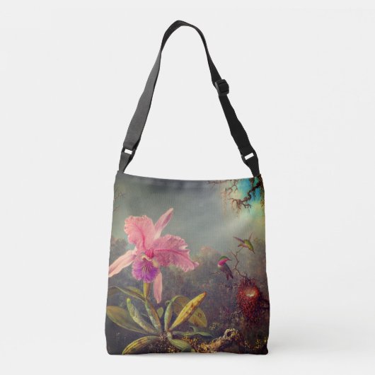 Cattleya Orchid en drie kolibries kop Crossbody Tas (Achterkant)
