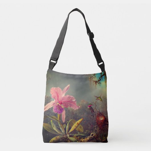 Cattleya Orchid en drie kolibries kop Crossbody Tas (Voorkant)