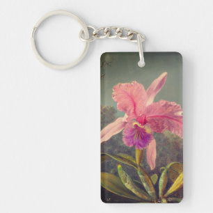 Cattleya Orchid en drie kolibries kop Sleutelhanger