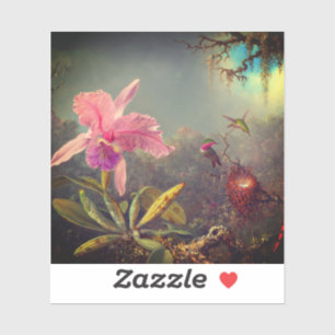 Cattleya Orchid en drie kolibries kop Sticker