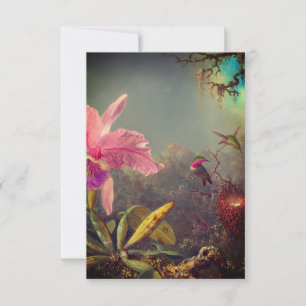 Cattleya-orchidee en drie kolibries Heade RSVP Kaartje