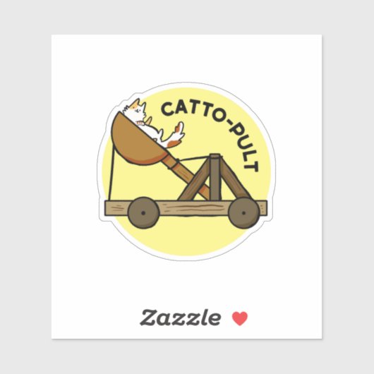 Catto-pult Kat Pun Die-Cut Sticker (Vel)