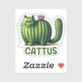 Cattus Cactus Pun Funny Cat Sticker (Vel)