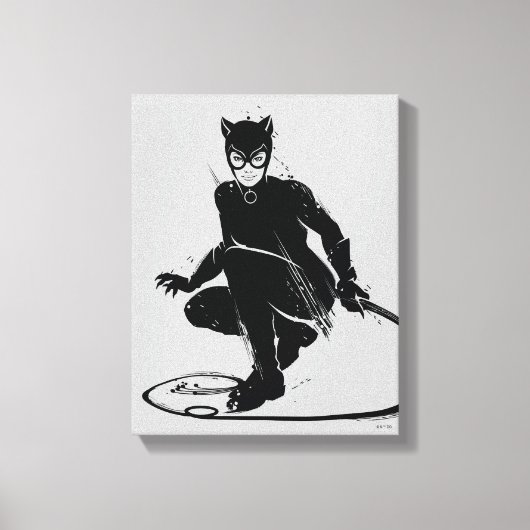 Catwoman Ink Brush Pose Canvas Afdruk (Voorkant)