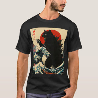 Catzilla Cat Japanese Art Funny Gifts for Men Wome T-shirt