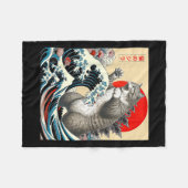 Catzilla Cat Japanse kunst Fleece Deken (Voorkant (Horizontaal))