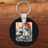 Catzilla Cat Japanse kunst Sleutelhanger (Voorkant)