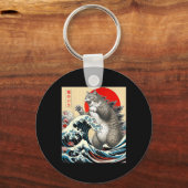 Catzilla Cat Japanse kunst Sleutelhanger (Voorkant)