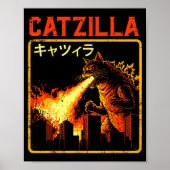 Catzilla Cat Monster Funny Japanese Parody Women M Poster (Voorkant)