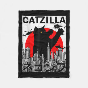 Catzilla Cute Art Japans kattendeksel voor kattend Fleece Deken