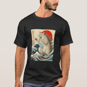 Catzilla Domestic Longhair Kat Japanse Kunst Grapp T-shirt