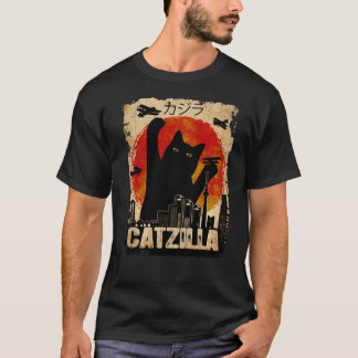  Catzilla Funny Black Cat T-Shirt Premium T