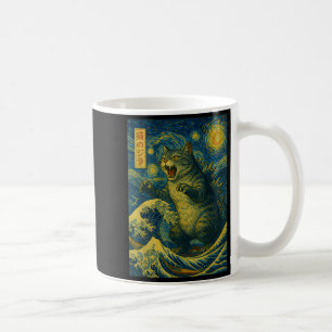 Catzilla Funny Cat Japanese Art Sterrennacht Wave Koffiemok