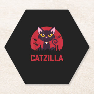 Catzilla Funny Cat Monster Kartonnen Onderzetters