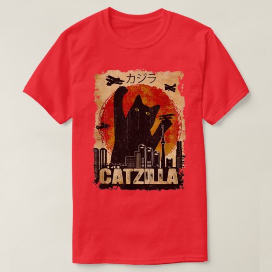 Catzilla Funny Kitten en Cat T-shirt (Design voorkant)
