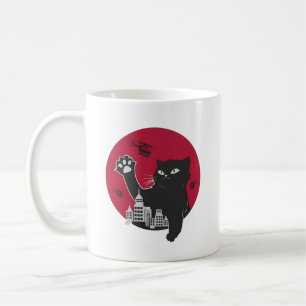 Catzilla - Giant Black Cat parodie op de stad Koffiemok
