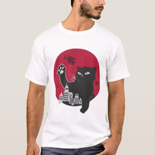 Catzilla - Giant Black Cat parodie op de stad T-shirt