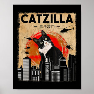  Catzilla - Grappige smoking kat en kitten Poster