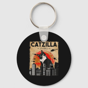  Catzilla - Grappige smoking kat en kitten Sleutelhanger