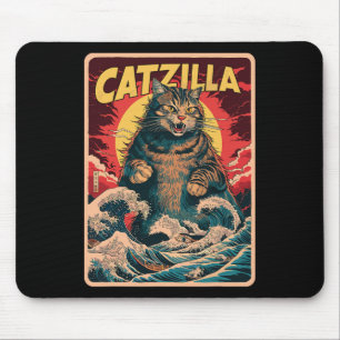 Catzilla Japanese Art Funny Cat  Graphic Muismat
