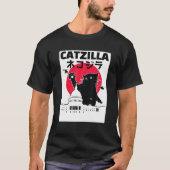 Catzilla Japans Kat Retro  Zonsondergang Stad T T-shirt (Voorkant)