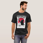 Catzilla Japans Kat Retro  Zonsondergang Stad T T-shirt (Voorkant volledig)