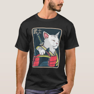 Catzilla Japans kattenkunst katana zwaard anime ni T-shirt