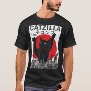  Catzilla Japanse zonnebank Kat Kitten T-shirt