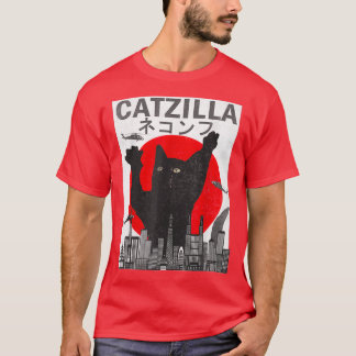 Catzilla Japanse zonnebank Kat Kitten T-shirt