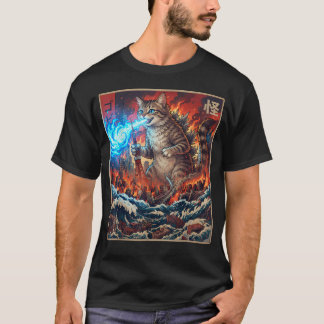 Catzilla Kaiju Monster Japans Anime Schilderij T-shirt