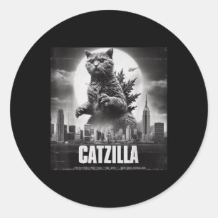 Catzilla Kat Japans Kunst Grappig Ronde Sticker