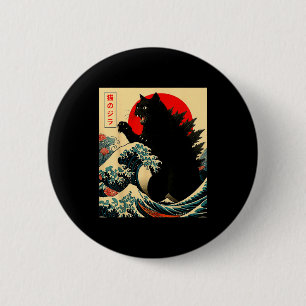 Catzilla Kat Japans Kunst Grappig Voor Mannen Vrou Ronde Button 5,7 Cm