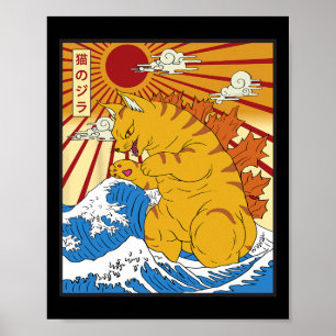 Catzilla Kat Japanse Anime Kawaii Grappige Geschen Poster