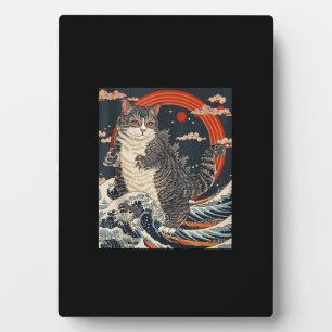 Catzilla Kat Japanse Kunst Grappige Kat Gifts Voor Fotoplaat