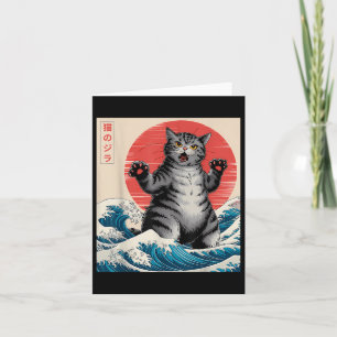 Catzilla Kat Japanse Kunst Grappige Kat Gifts Voor Kaart