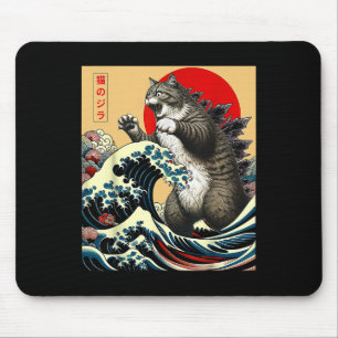 Catzilla Kat Japanse Kunst Grappige Kat Gifts Voor Muismat