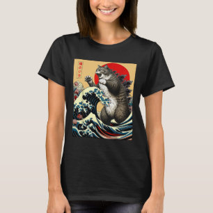 Catzilla Kat Japanse Kunst Grappige Kat Gifts Voor T-shirt