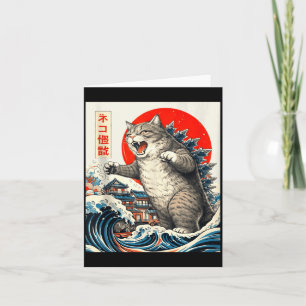 Catzilla Kat Japanse Kunst Grappige Kat Graphics v Kaart