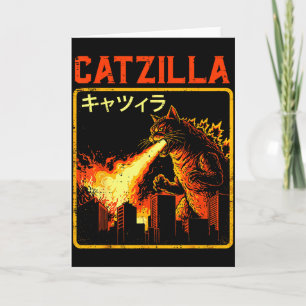 Catzilla Kat Monster Grappige Japanse Parodie Vrou Kaart