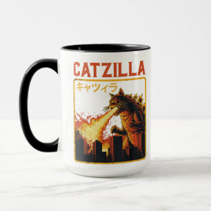 Catzilla Kat Monster Grappige Japanse Parodie Vrou Mok
