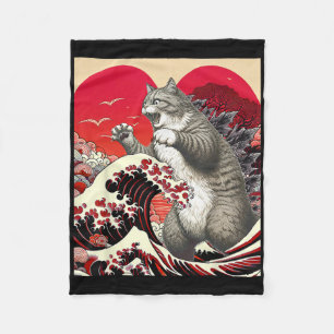 Catzilla Kat Valentijn Japanse Kunst Grappig Kat G Fleece Deken